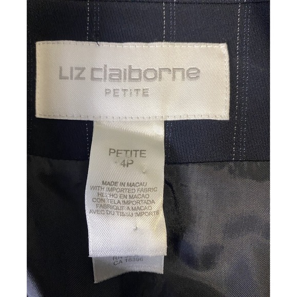 Liz Claiborne Women's Navy Blue Striped Lined Petite Blazer Jacket Size 4P - Picture 5 of 9